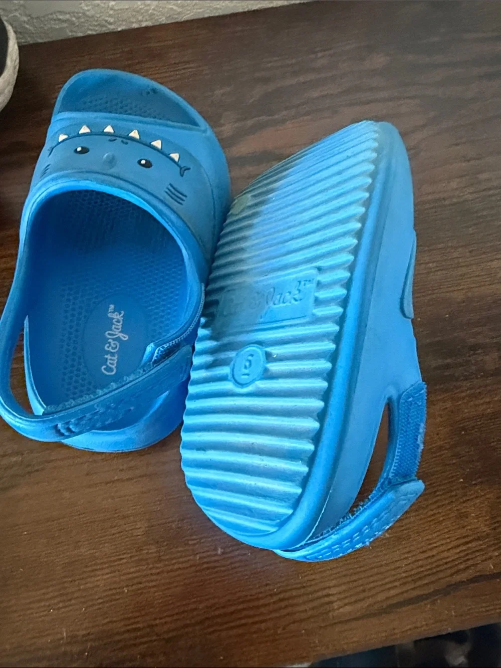 Cat & Jack Toddler Blue Shark Slide Sandals with Heel Strap